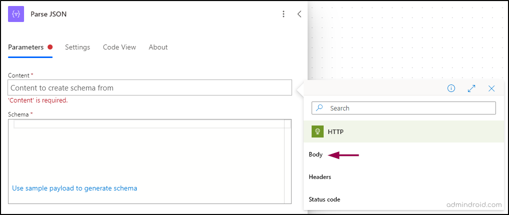 Add dynamic content value from HTTP