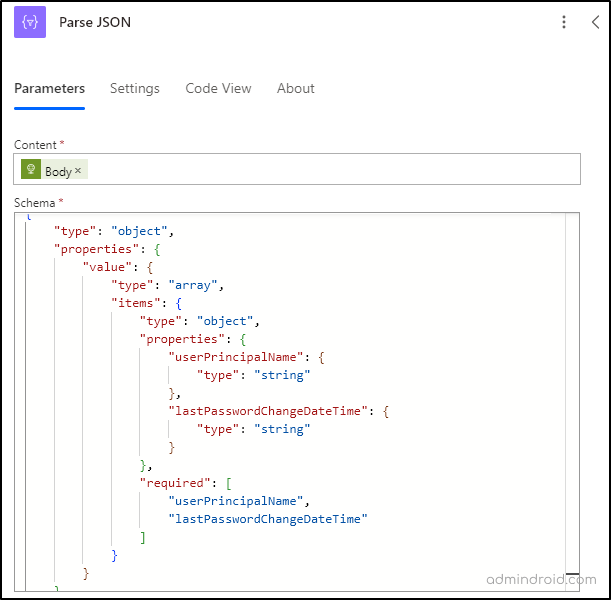Insert code into JSON schema