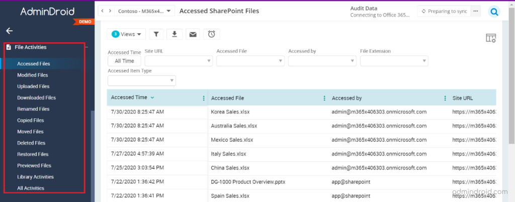 SharePoint Online file activity report