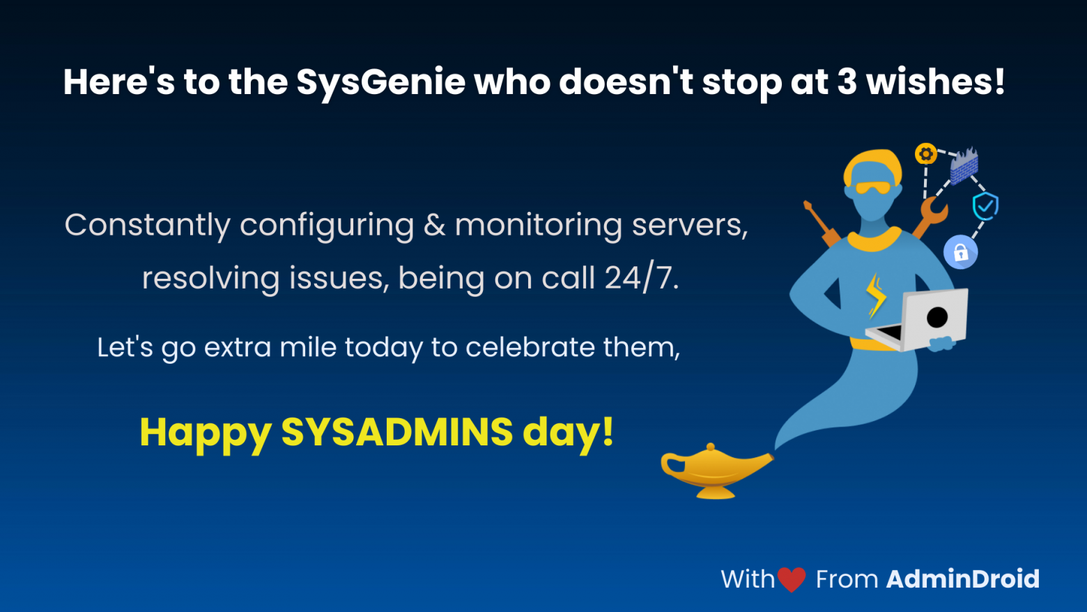 SysAdmin Day wishes from AdminDroid