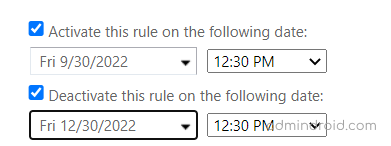 Activation and Deactivation of transport rule in following date