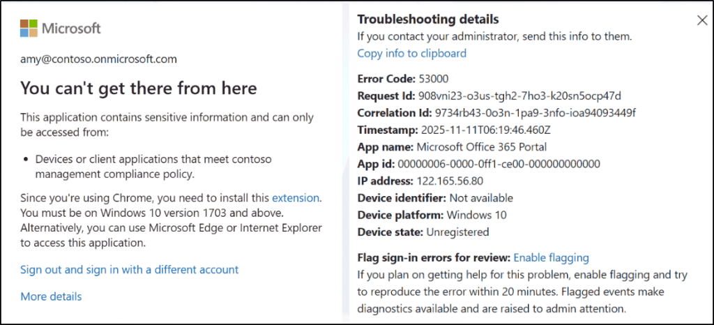Fix Sign-in Error Code AADSTS53000