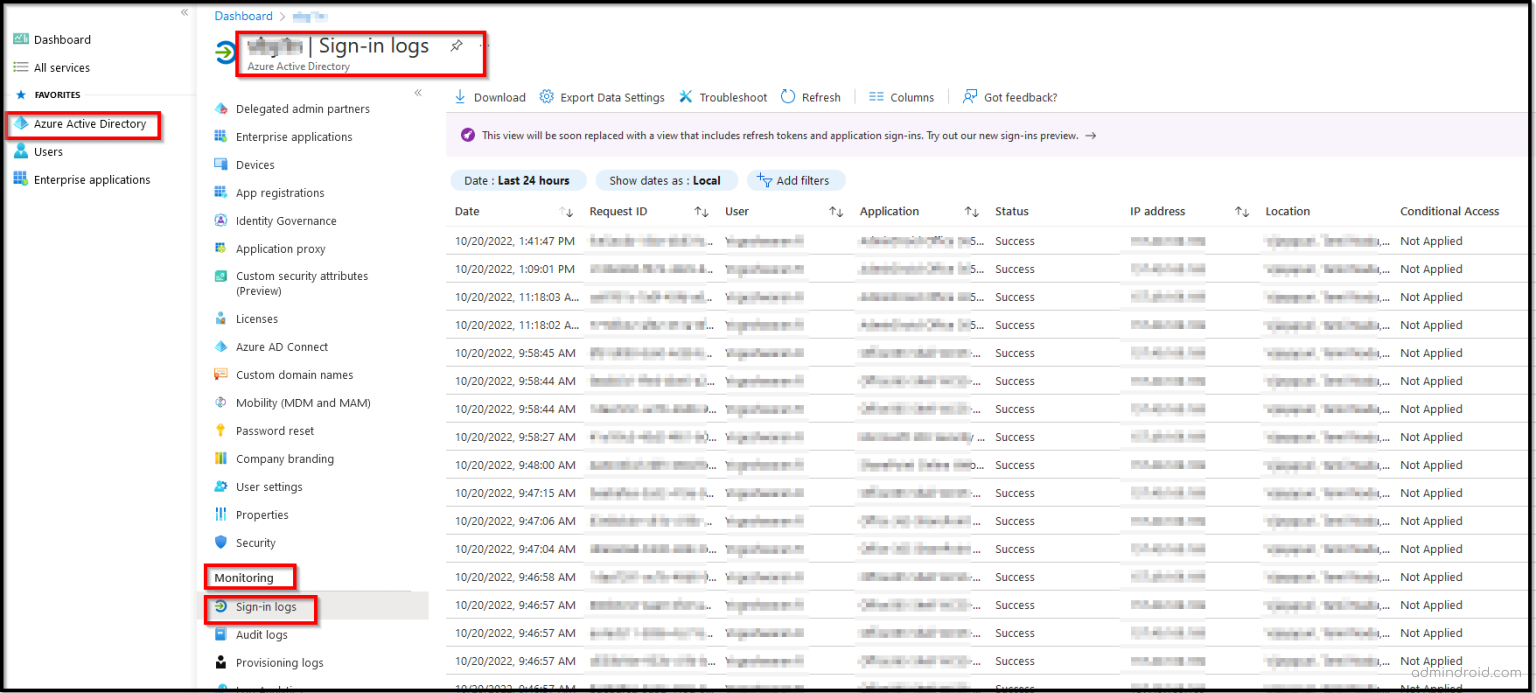 Sign In Logs Entra Monitoring Azure AD Sign-in Logs and Risky Sign-In Activities ...