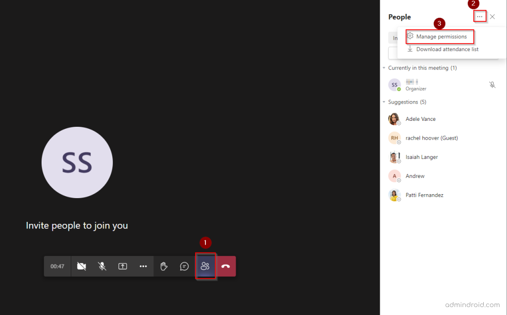 Configure Permissions during Ongoing Meeting
