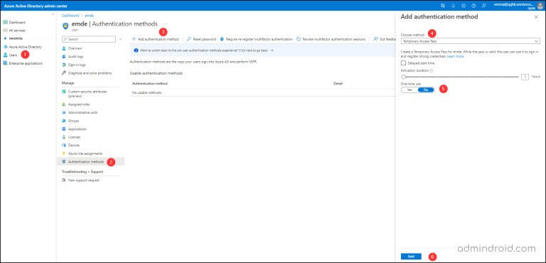 Set Temporary Password Configure Temporary Access Pass in Microsoft Entra