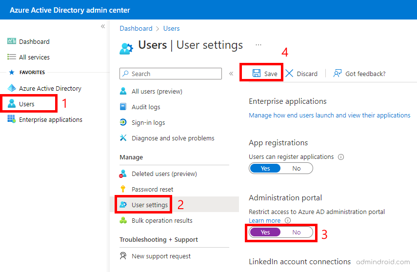 Restrict user access to Azure AD admin portal