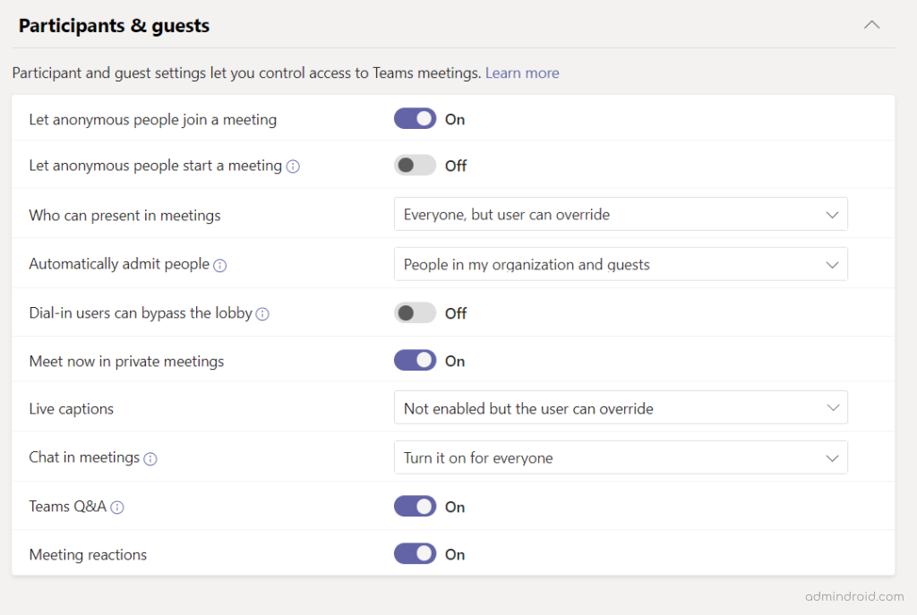 Set Permissions for Users and External Participants