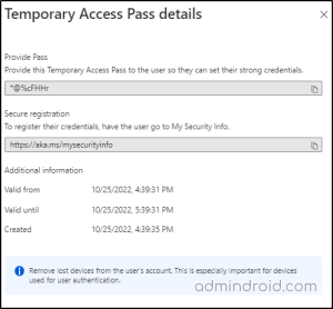 Configure Temporary Access Pass in Microsoft Entra
