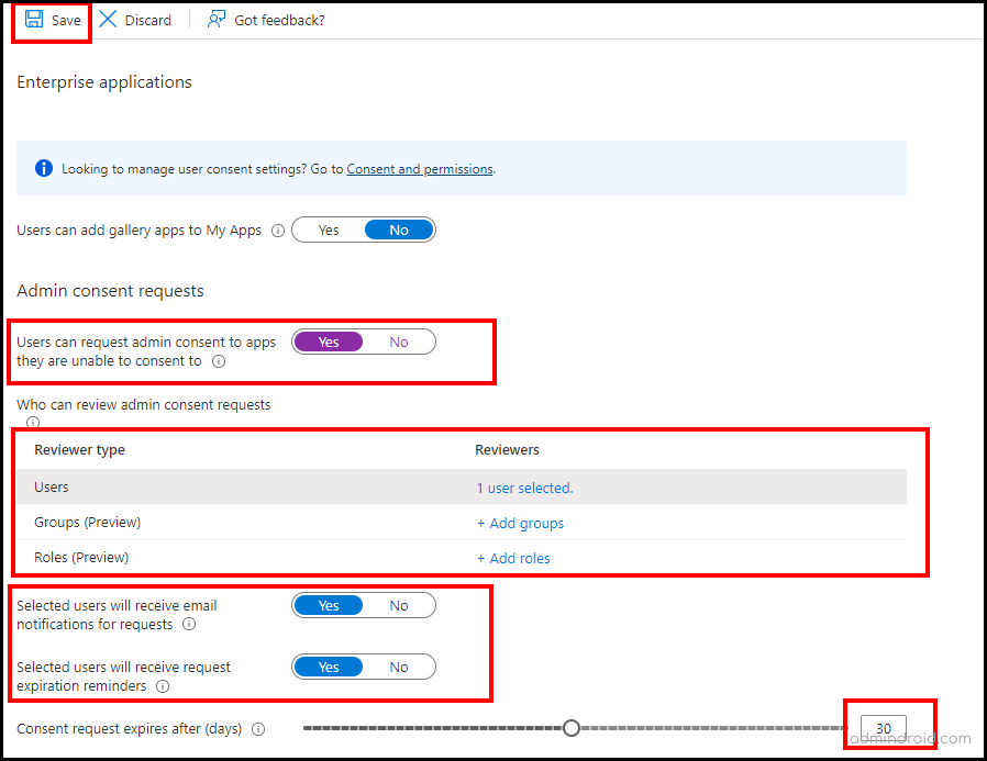 Enable admin consent workflow