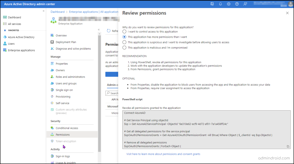 Review Permissions Granted to Applications