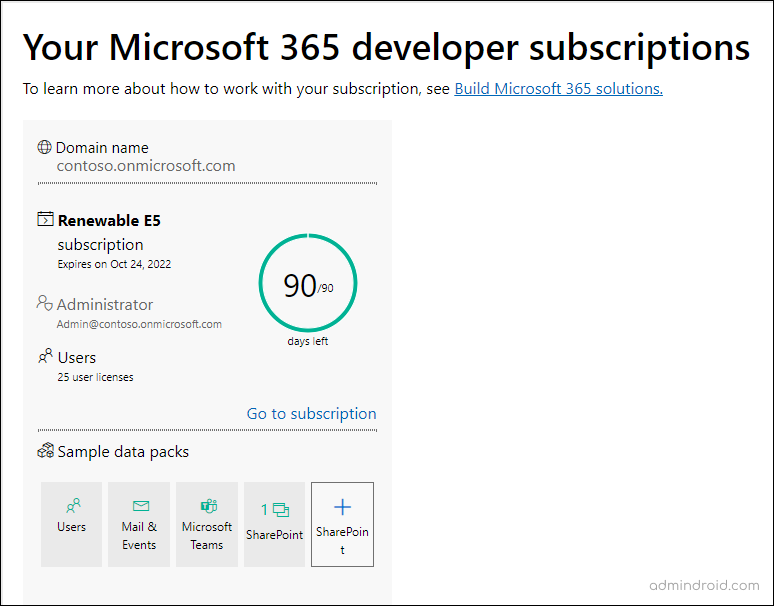 create Microsoft 365 developer subscription