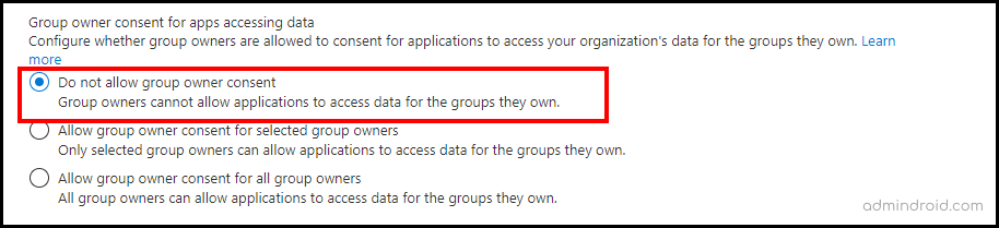 Block group consent to apps