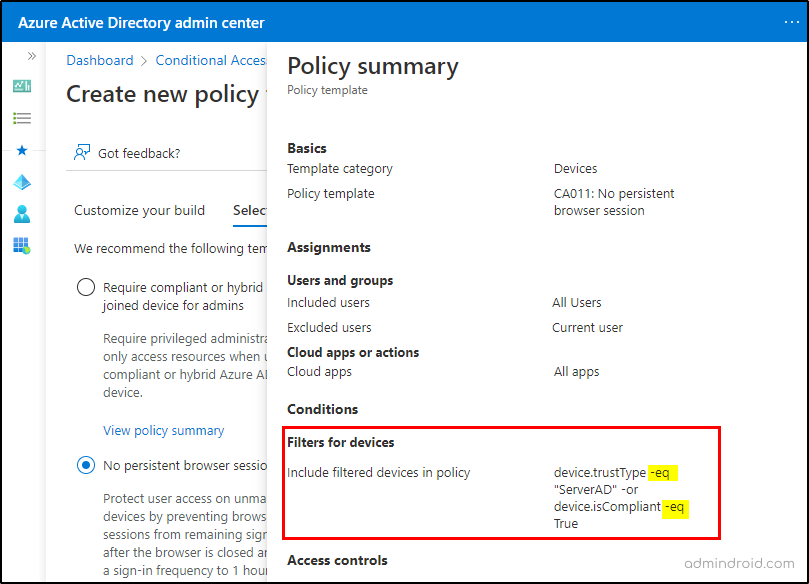 No Persistent Browser Session Policy Summary