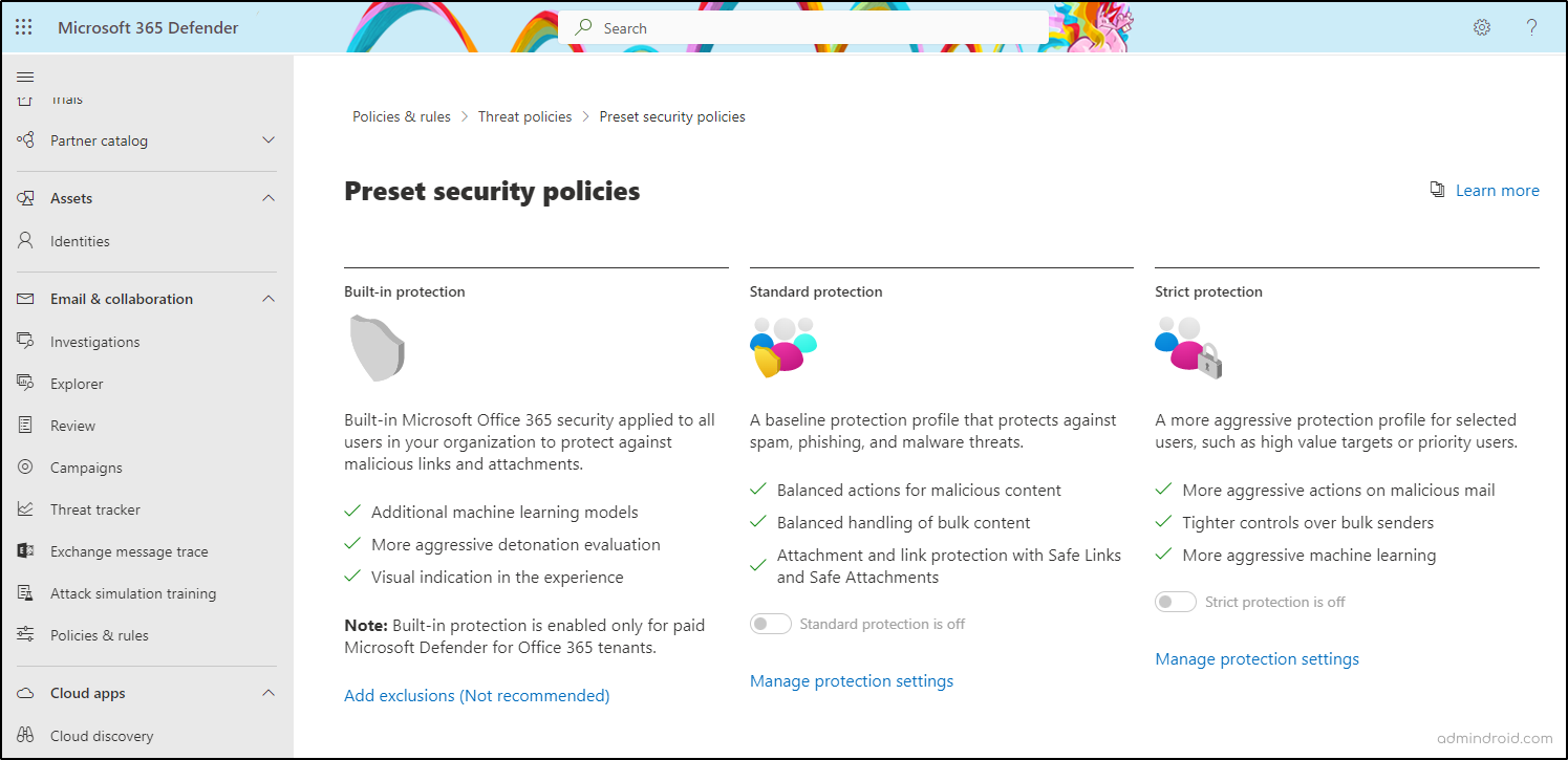Microsoft Protection Built-in Protection for Microsoft Defender
