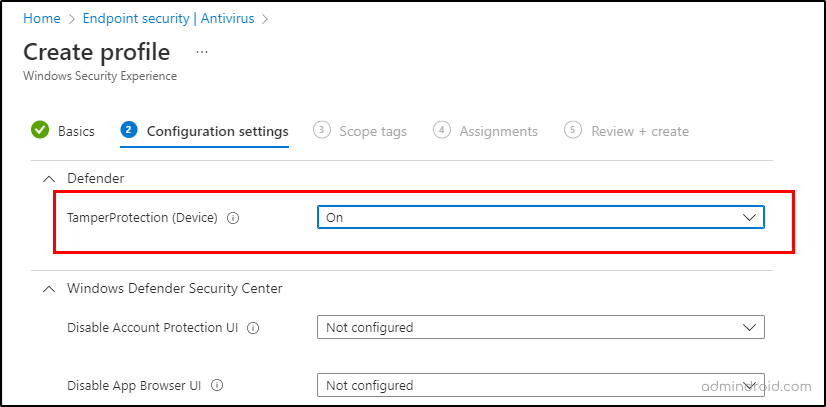 Enable Tamper Protection using Microsoft Endpoint Manager