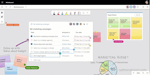 Microsoft Loop Components in Whiteboard