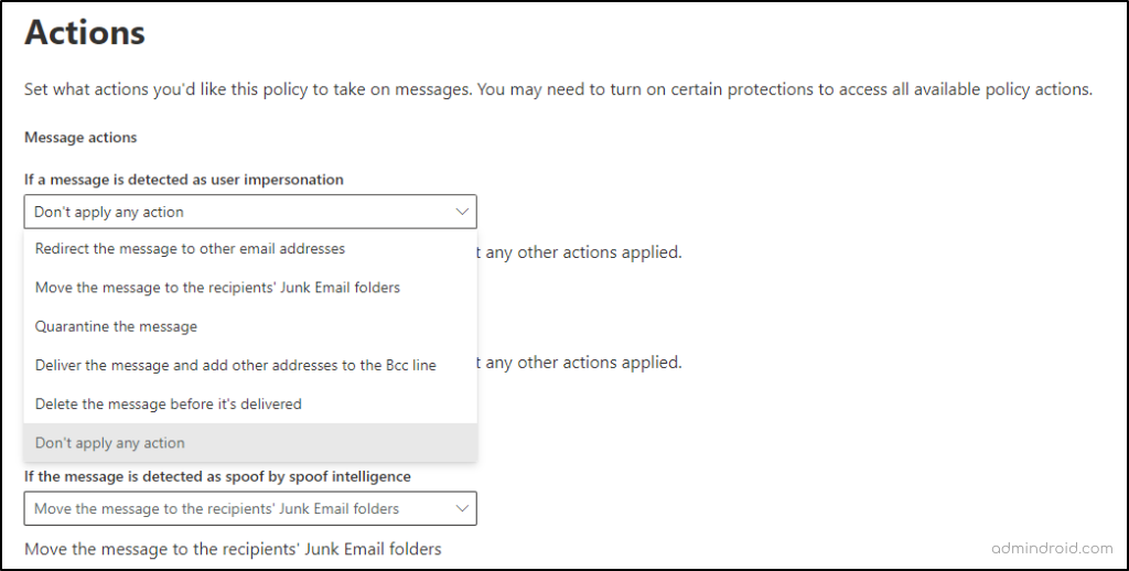 Anti-phishing policy actions