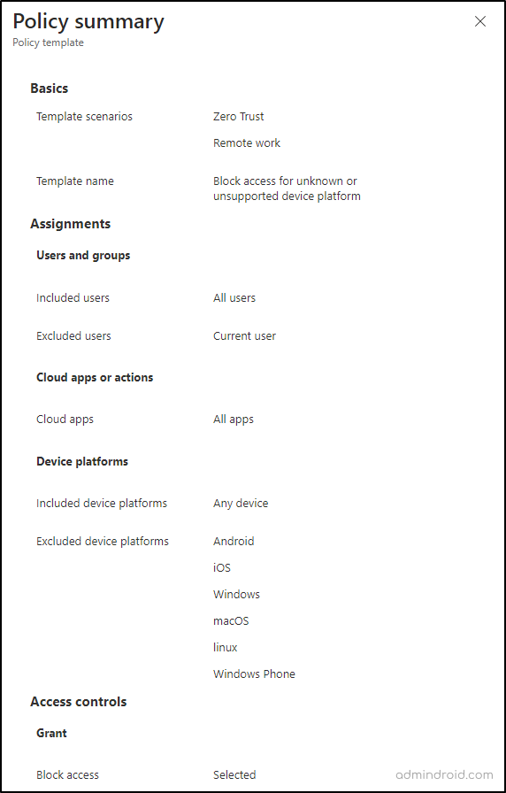 Block access for unknown or unsupported device platform