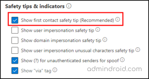 Enable First Contact Safety Tip For Exchange Online