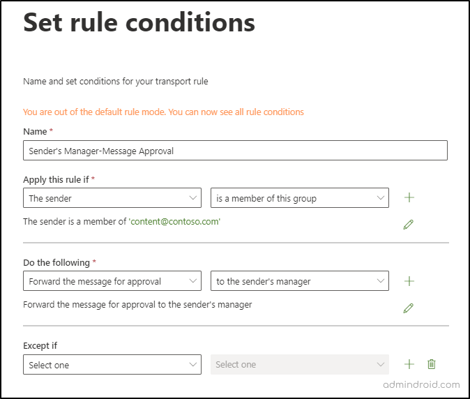 Forward messages to sender's manager for approval