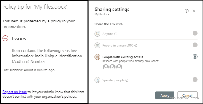 SharePoint Online DLP user experience