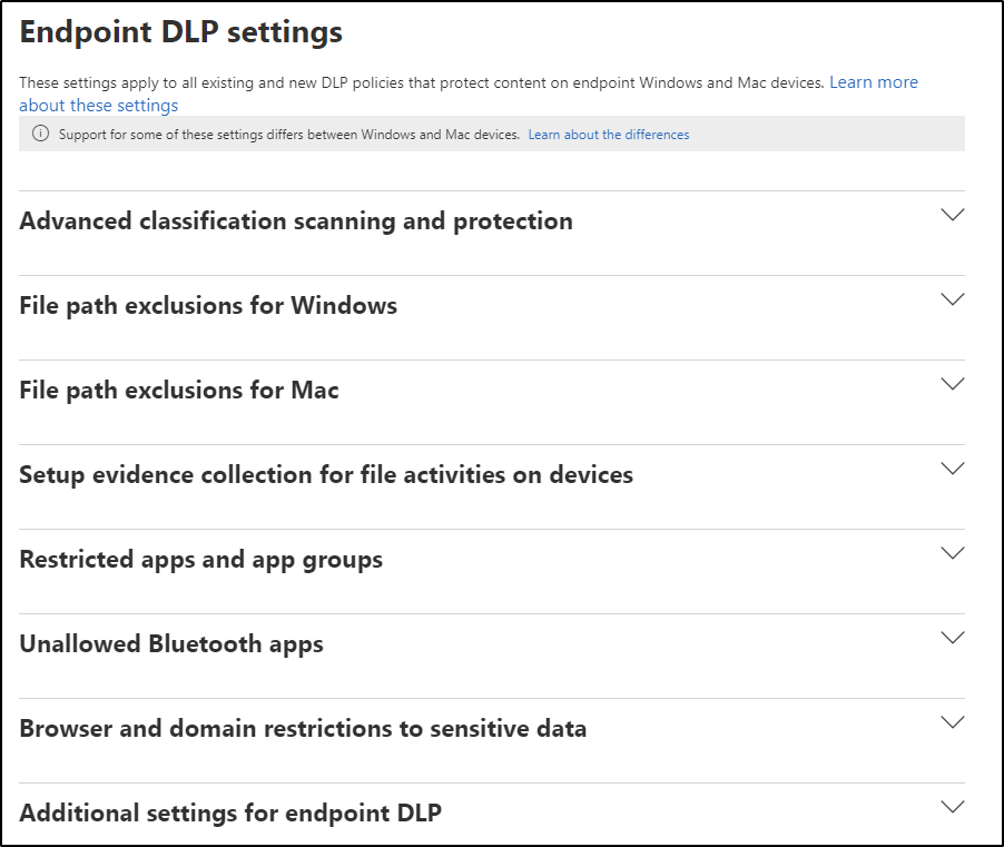 Endpoint DLP settings