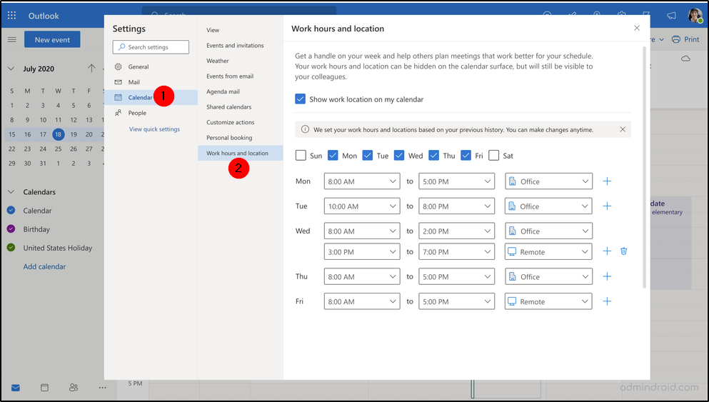 How To Set Up Working Hours In Outlook Calendar Printable Forms Free