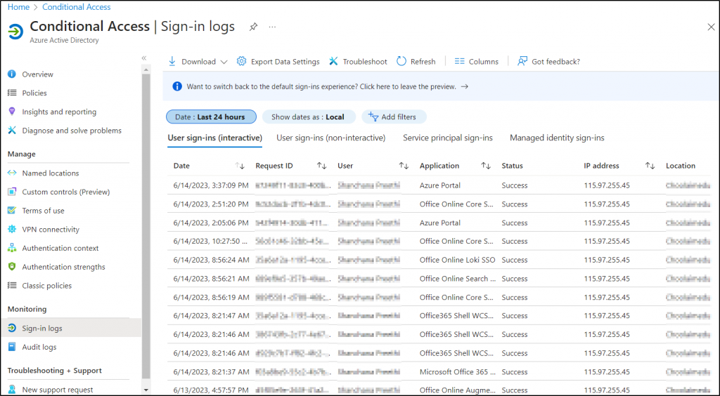 Conditional access reports