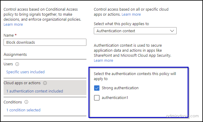 conditional access policies that applies to authentication context