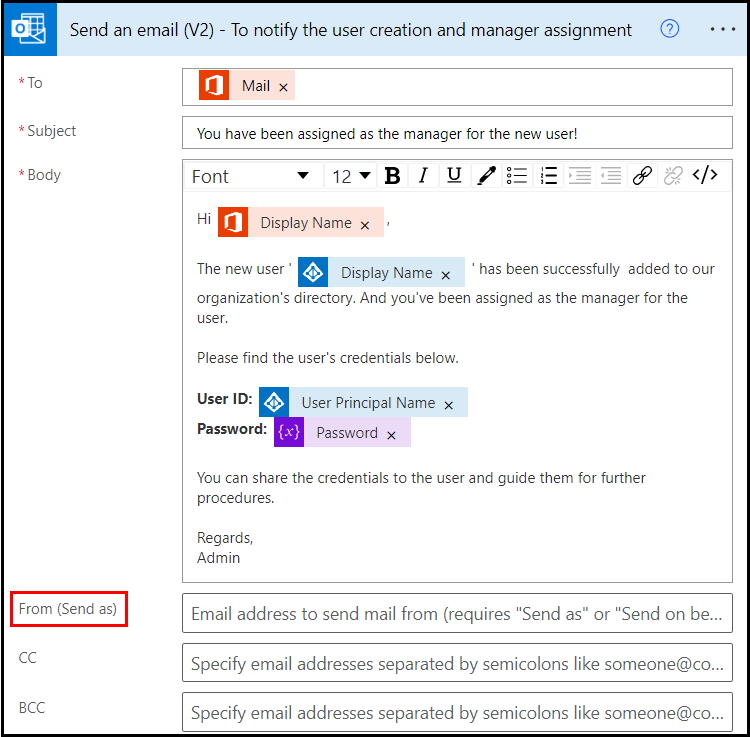 User creation and manager assignment email notification.