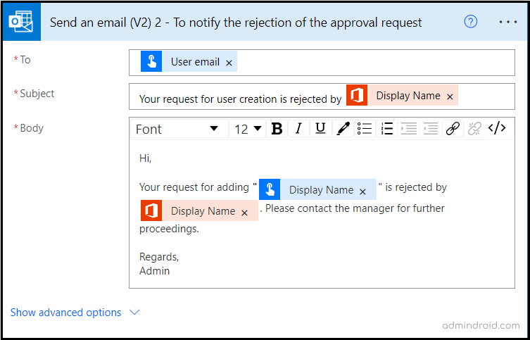 User onboarding rejection email notification.