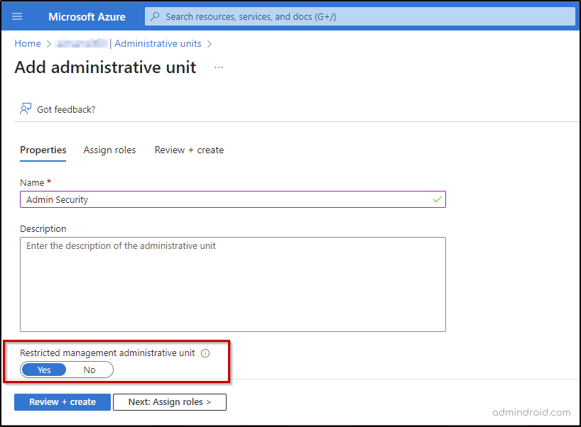 Creating a restricted management administrative unit