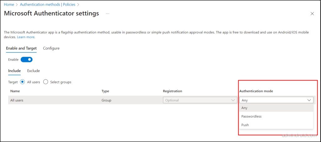 Authentication Method Policy