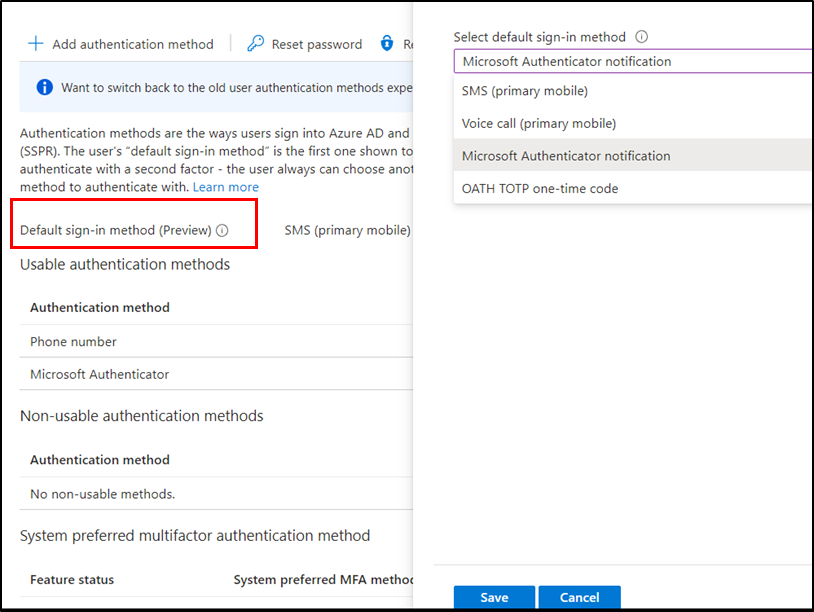 Change the default MFA method in Microsoft Entra ID