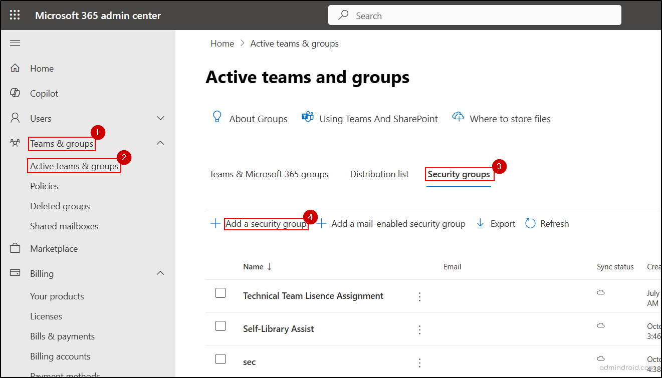 Create a group via Microsoft 365 admin center