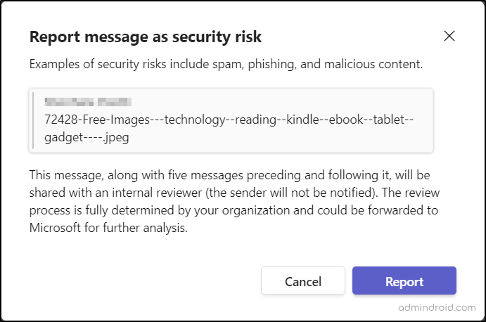 Offensive Report Message Report Suspicious Messages in Microsoft Teams - AdminDroid Blog