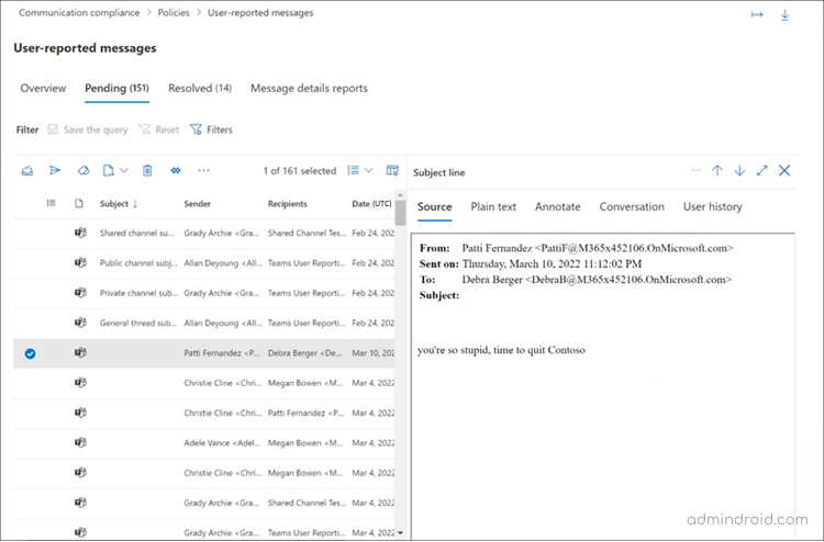 User-reported messages policy in Microsoft Purview communication compliance