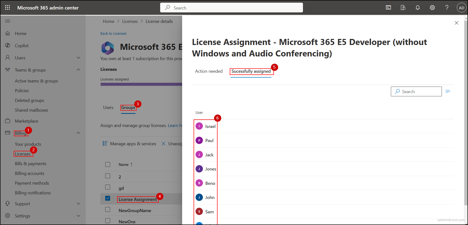 Verify group based license assignment status