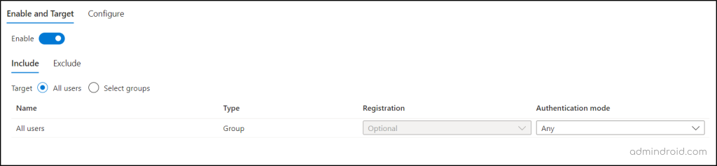 Authentication method policy in Entra ID