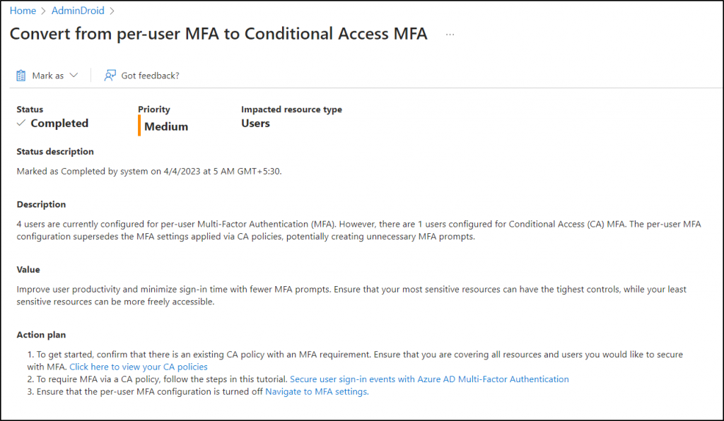 Convert per-user MFA to Conditional Access MFA