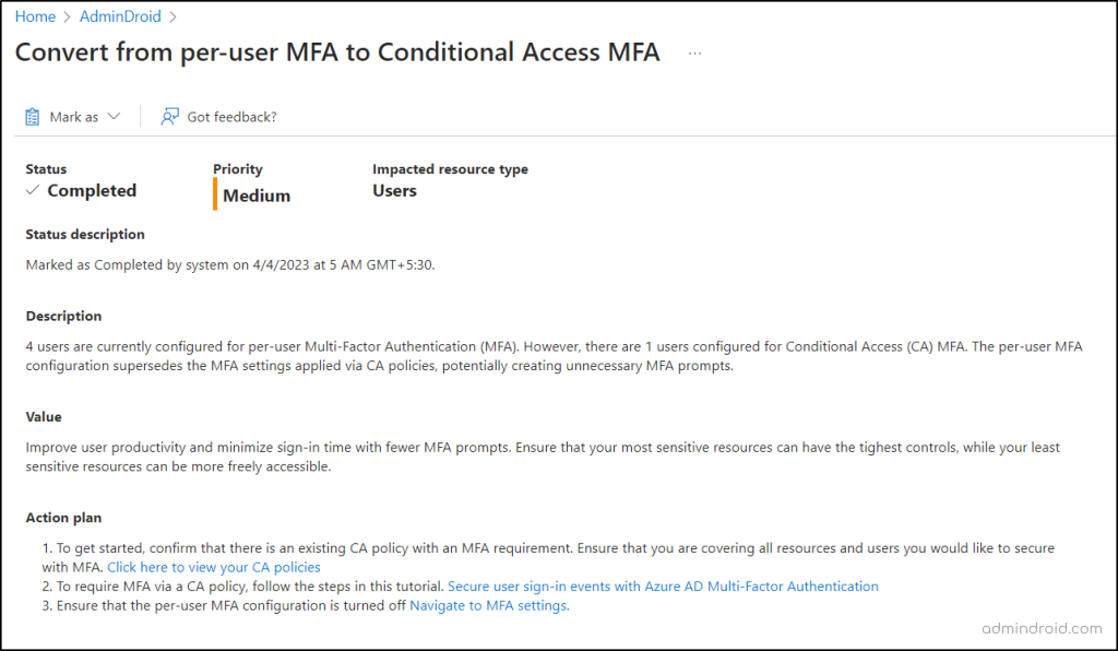 Convert per-user MFA to Conditional Access MFA