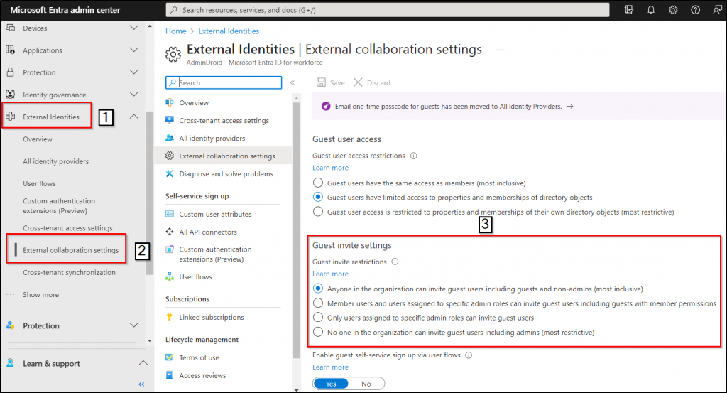 Restrict guest user invitations in Microsoft Entra