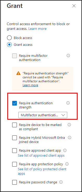 Require Authentication strength in CA policy