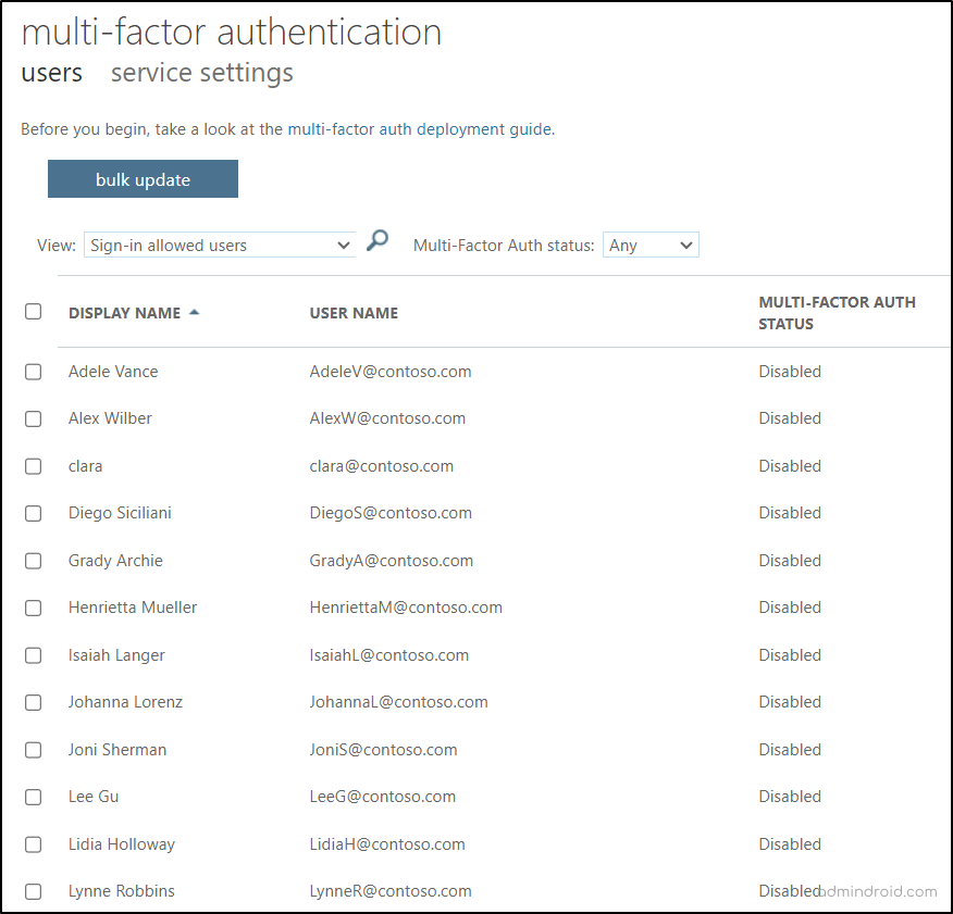 Disable per-user MFA in Admin Center