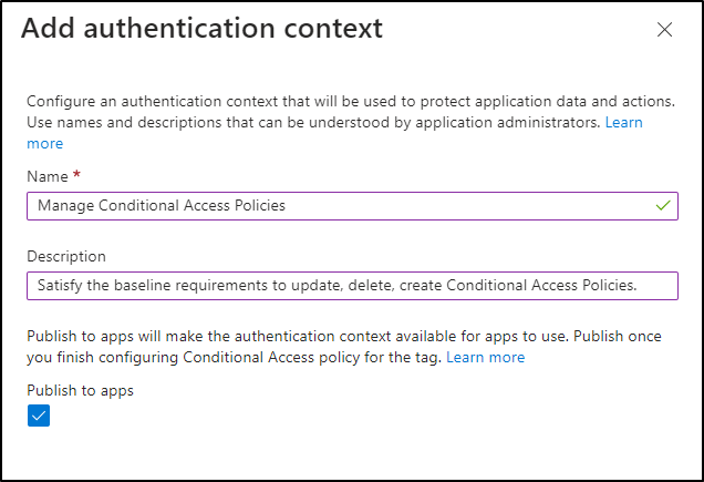 Add Authentication Context in Conditional Access policies