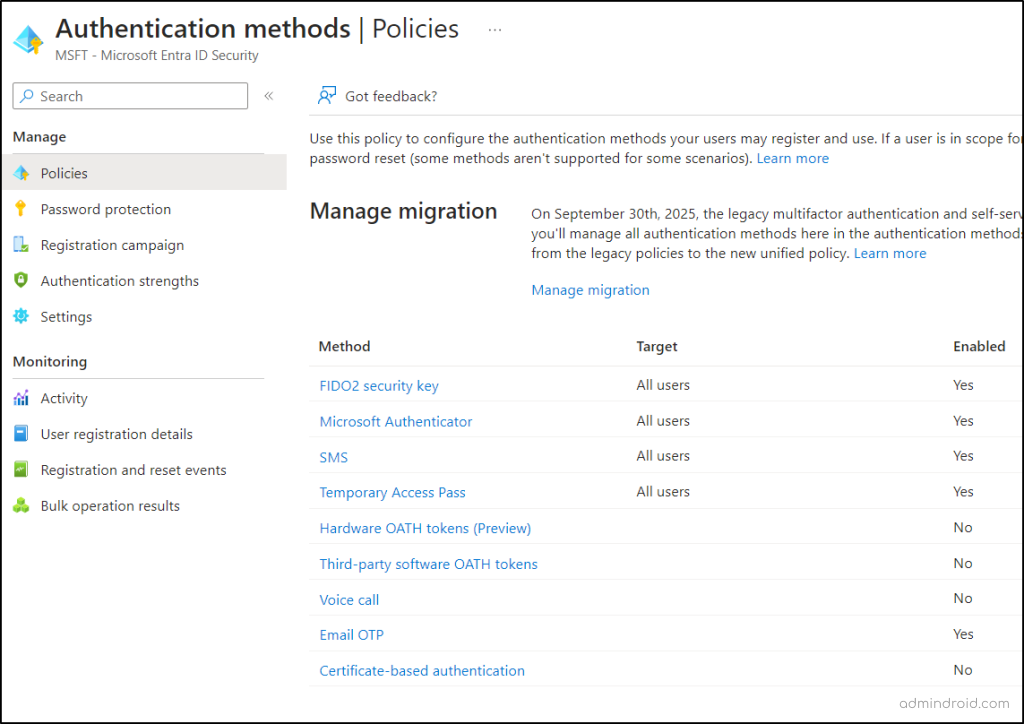 Migrate MFA And SSPR Policies To Authentication Methods Policy In 