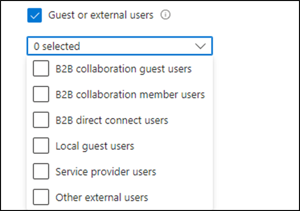 Conditional Access Policies for external user type
