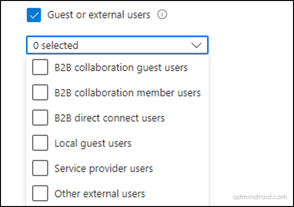 Conditional Access Policies for external user type