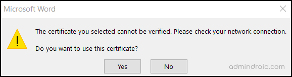 Digitally Sign a Word Document - Self Signed Digital Certificate Error