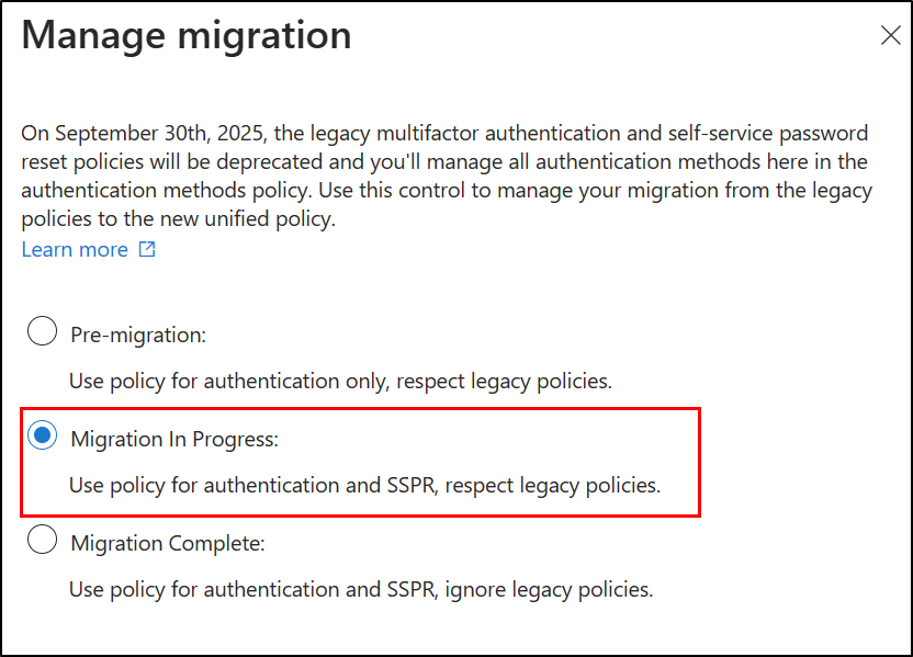 Migrate MFA and SSPR policies to Authentication methods policy